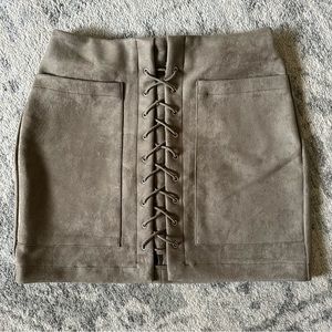 NWT Lace-Up Suede Cargo Skirt